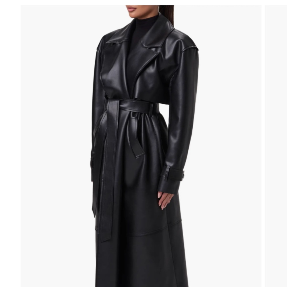 Naked Wardrobe Vegan Leather Trench Coat - Picture 4 of 4